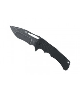 Blackfox bf.721 Couteau BLACK FOX « HUGIN », lame à trou acier 440C finition blackwash avec flipper, manche 13 cm G10 noir,