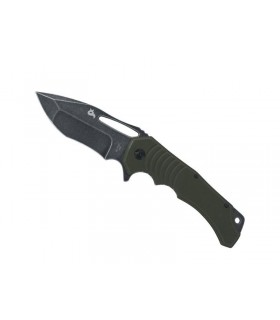 Blackfox bf.721g Couteau HUGIN , lame à trou acier 440C finition « blackwash » avec flipper, manche 13 cm G10 vert