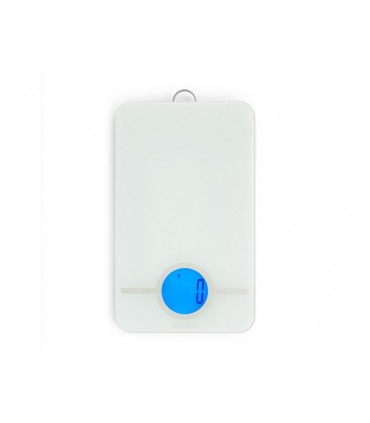 Brabantia 122668 Balance de suisine « TASTY », plateau verre sécurité blanc/gris 265 x 152 x 20 mm, écran LCD