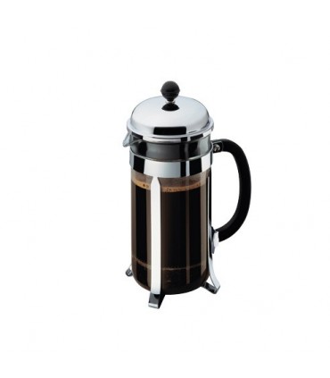Bodum 1928.16 Cafetiere ChamBord 1 l à piston, filtre inox Habillage brillant