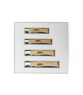 Mam 2505.10 Coffret cadeau 4 ctx, lame dos droit inox revêt. titanium noir, manches 9, 10, 11 et 12,5 cm hêtre, mitre inox.