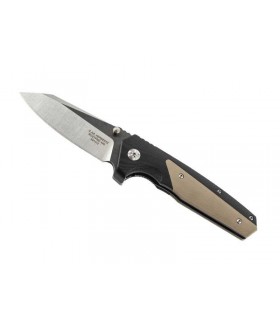 Herbertz 591012 Couteau, lame acier 440, bout. dble, mécan. ball bearing, manche 12 cm G10 noir/b  12 cm g10 noir/beige