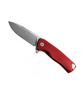 Lionsteel roka.rs Couteau Rok,  lame acier M390 Bohler satiné avec « flipper » amovible, manche monobloc SOLID® 11 cm alu rouge